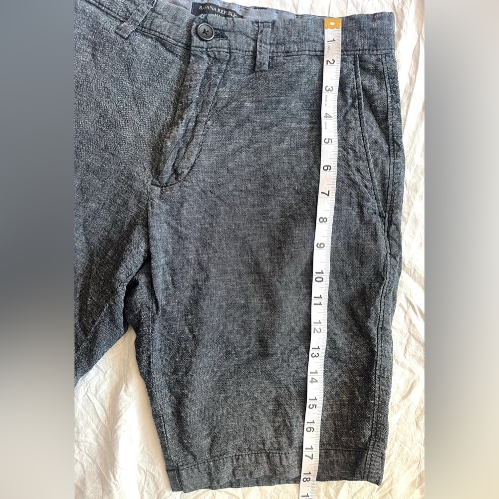 Banana Republic Men’s Unisex Gray Blue Linen Blend Shorts w Pockets Size 29 - Picture 4 of 12